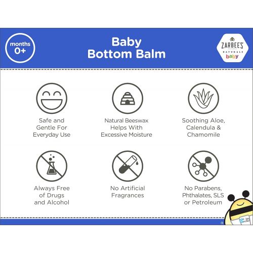  Zarbees Naturals Baby Daily Bottom Balm, 4 Ounces, with Beeswax, Calendula & Aloe