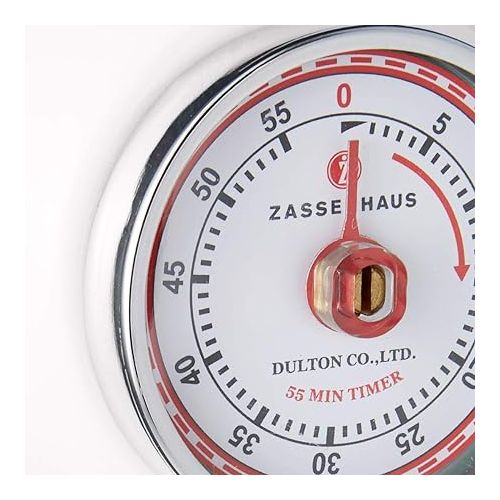  Zassenhaus Magnetic Retro Kitchen Timer, Classic Mechanical Cooking Timer (White)