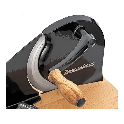  Zassenhaus Manual Bread Slicer, Classic Hand Crank Home Bread Slicer (Black) 11.75 Inch by 8 Inch