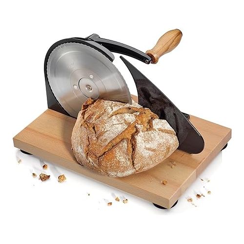  Zassenhaus Manual Bread Slicer, Classic Hand Crank Home Bread Slicer (Black) 11.75 Inch by 8 Inch