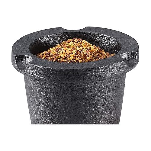  Zassenhaus Cast Iron Spice Grinder Set with Beech Wood Lid, Spice Mill, Herb and Seed Grinder, 3 Inches (Black)