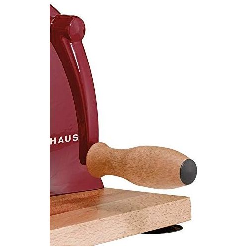  Zassenhaus Manual Bread Slicer, Classic Hand Crank Home Bread Slicer (Red)