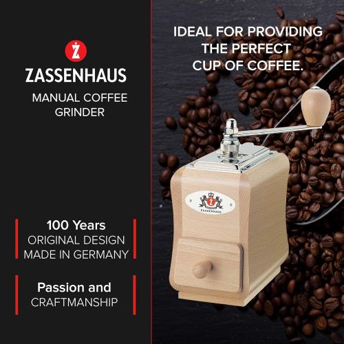  Zassenhaus 0000040098 Kaffeemuehle Santiago, Holz, Natur, 19,8 x 8,9 x 14 cm