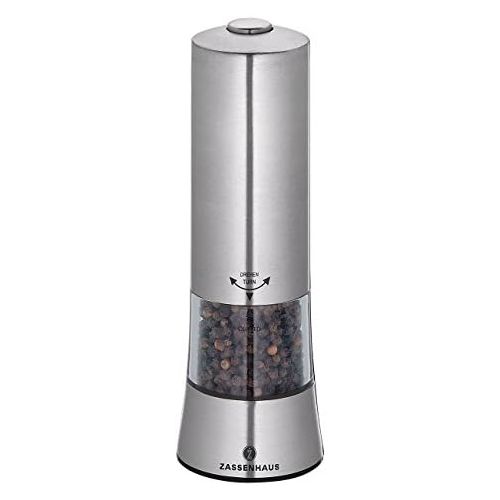  Zassenhaus Gera Electric Salt and Pepper Mill Stainless Steel with Coaster