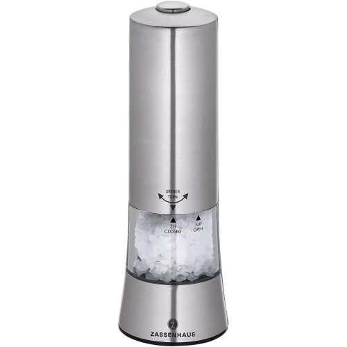  Zassenhaus Gera Electric Salt and Pepper Mill Stainless Steel with Coaster