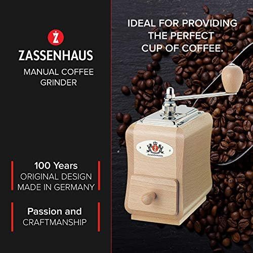  Zassenhaus 0000040104 Kaffeemuehle Santiago, Holz, schwarz, 19,8 x 8,9 x 14 cm