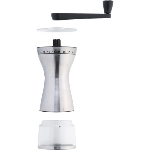  Zassenhaus Coffee Grinder Manaos in Silver, Stainless Steel/Acrylic 9 x 12 x 16 cm