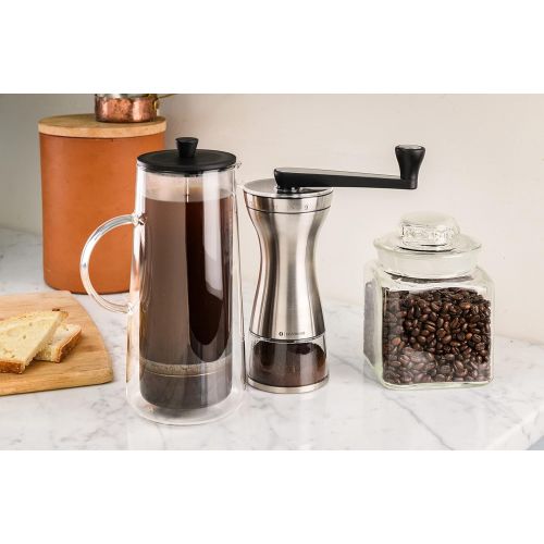  Zassenhaus Coffee Grinder Manaos in Silver, Stainless Steel/Acrylic 9 x 12 x 16 cm