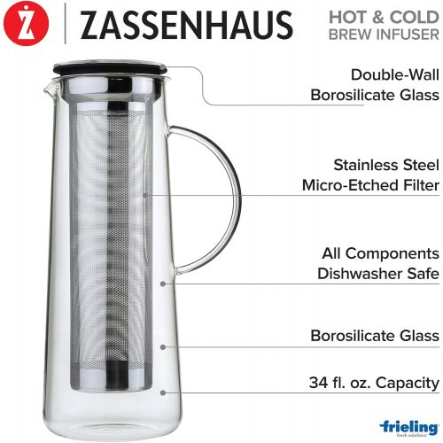  Zassenhaus M045017 Hot & Cold Brew Infuser, 3.75 Diameter x 9.5, Silver