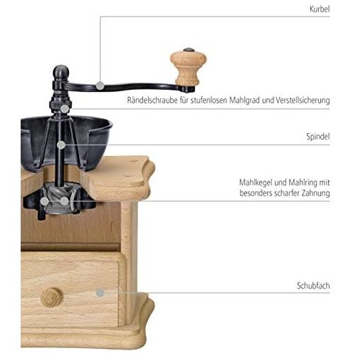  [아마존베스트]Zassenhaus Brasilia 0000040005 Coffee Grinder, Natural Wood, 19.8 x 11.9 x 12.4 cm, 20 x 12,5 x 12 cm