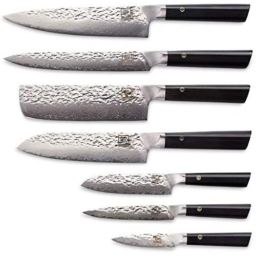  [아마존베스트]zayiko Kuo Damascus Knife Utility Knife 12.50 cm Blade Extremely Sharp 67 Layers I Damask Kitchen Knife and Professional Chefs Knife Made of Real Japanese Damascus Steel with Hamme