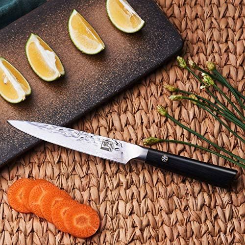  [아마존베스트]zayiko Kuo Damascus Knife Utility Knife 12.50 cm Blade Extremely Sharp 67 Layers I Damask Kitchen Knife and Professional Chefs Knife Made of Real Japanese Damascus Steel with Hamme