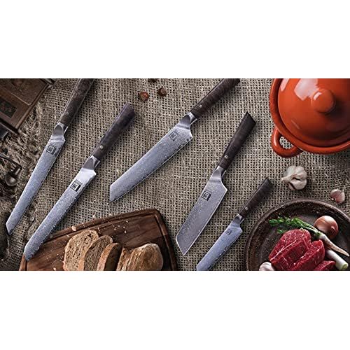  [아마존베스트]Zayiko Professional Series Damascus Knife Santoku Knife 16.00 cm Blade Extremely Sharp made from 67 Layers I Damascus Kitchen Knife and Professional Chefs Knife Made of Real Japane