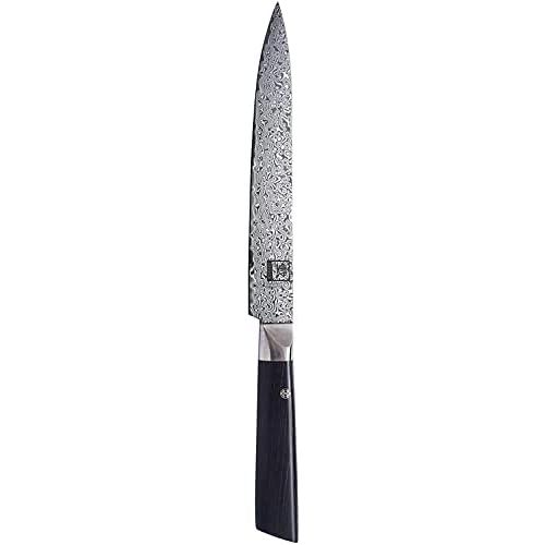  [아마존베스트]Zayiko Damascus Meat Knife Black Edition - Professional Knife with Pakka Wood Handle and Black Damask Blade, Damascus Meat Knife, Damascus Kitchen Knife, Exclusive (Meat Knife)