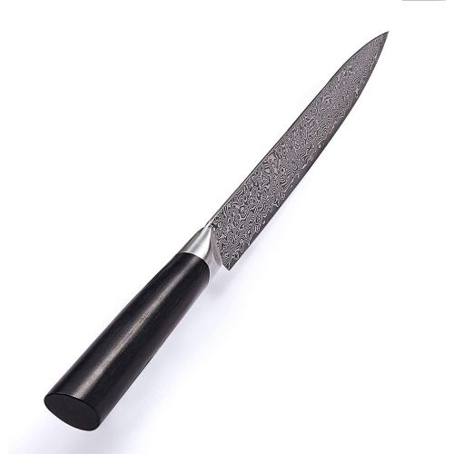  [아마존베스트]Zayiko Damascus Meat Knife Black Edition - Professional Knife with Pakka Wood Handle and Black Damask Blade, Damascus Meat Knife, Damascus Kitchen Knife, Exclusive (Meat Knife)