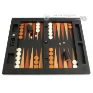 Large LEATHER TABLE TOP Backgammon Set - Zaza & Sacci, Black Lizard, Board Game