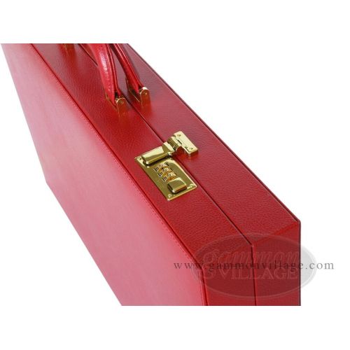  23" Leather Backgammon Set - Zaza & Sacci | Large Set, Red Board