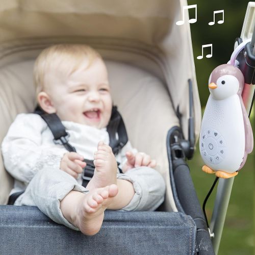  Zazu Kids ZazuKids Portable Sound Machine and Nightlight, Grey Sound Soother with Bluetooth Speaker, Zoe Penguin Design, for Babys and Young Children