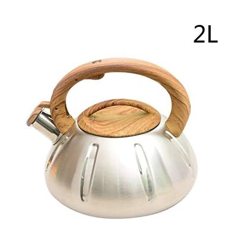  Zceras Whistling Kettle 1 2L stove with heat proof wood grain treatment stainless steel whistle teapot Kettle whistle tea 304 stainless steel (Color : 2L)