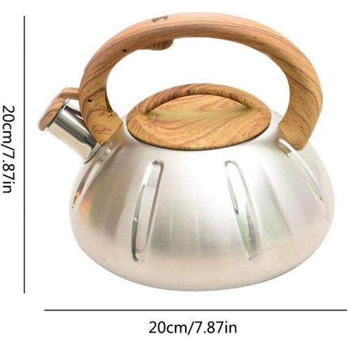  Zceras Whistling Kettle 1 2L stove with heat proof wood grain treatment stainless steel whistle teapot Kettle whistle tea 304 stainless steel (Color : 2L)