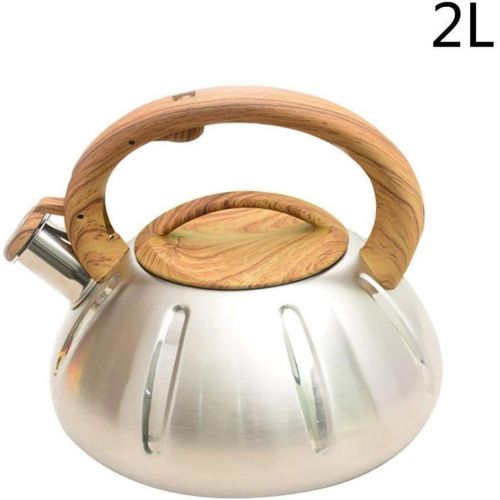  Zceras Whistling Kettle 1 2L stove with heat proof wood grain treatment stainless steel whistle teapot Kettle whistle tea 304 stainless steel (Color : 2L)