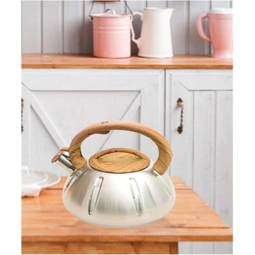  Zceras Whistling Kettle 1 2L stove with heat proof wood grain treatment stainless steel whistle teapot Kettle whistle tea 304 stainless steel (Color : 2L)