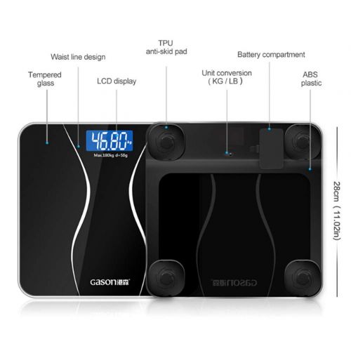  Zconmotarich Floor Body Fat Scale, LCD Digital Weight Bathroom Balance Auto On/Off Electronic Black