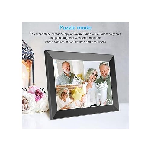  Digital Photo Frame 10.1 inch, Electronic Picture Frame WiFi with APP, Smart Electric Video Photo Frame Slideshow with Email, 1280x800 IPS FHD Uploadable Digital Picture Frames Cloud Storage