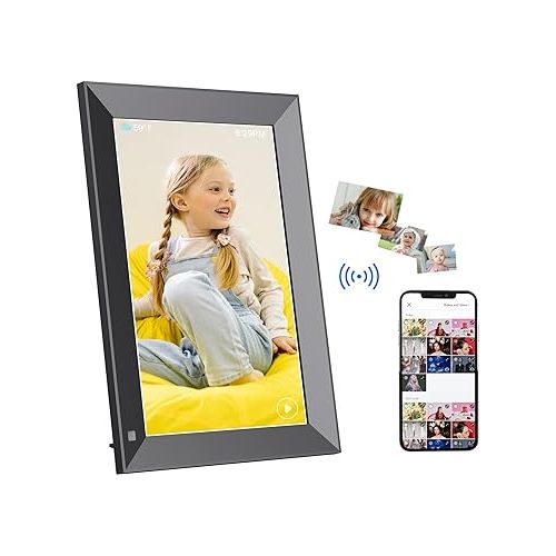  Digital Photo Frame 10.1 inch, Electronic Picture Frame WiFi with APP, Smart Electric Video Photo Frame Slideshow with Email, 1280x800 IPS FHD Uploadable Digital Picture Frames Cloud Storage