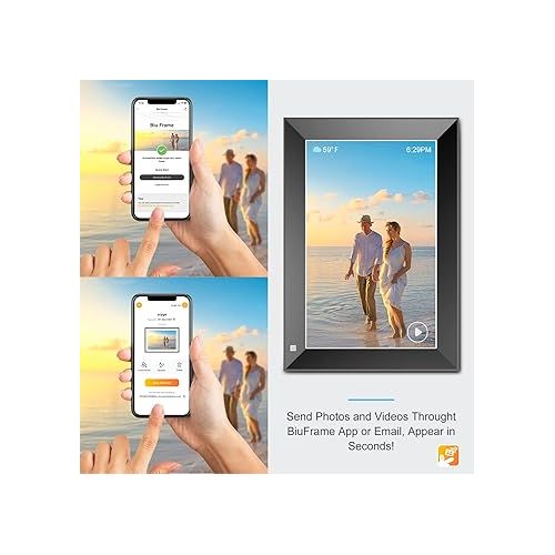  Digital Photo Frame 10.1 inch, Electronic Picture Frame WiFi with APP, Smart Electric Video Photo Frame Slideshow with Email, 1280x800 IPS FHD Uploadable Digital Picture Frames Cloud Storage