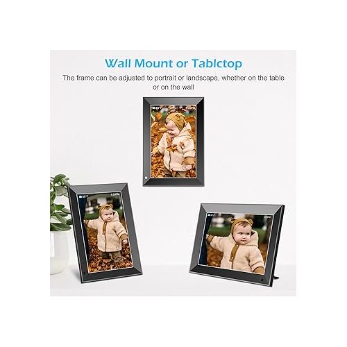  Digital Photo Frame 10.1 inch, Electronic Picture Frame WiFi with APP, Smart Electric Video Photo Frame Slideshow with Email, 1280x800 IPS FHD Uploadable Digital Picture Frames Cloud Storage