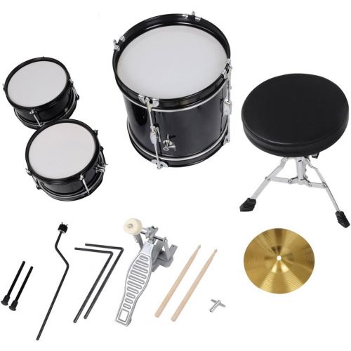  ZeHuoGe 3-Piece Drum Set Kit Junior Kid’s Children’s Size with Throne Cymbal Bass Sticks Pedal US Delivery (Blue)