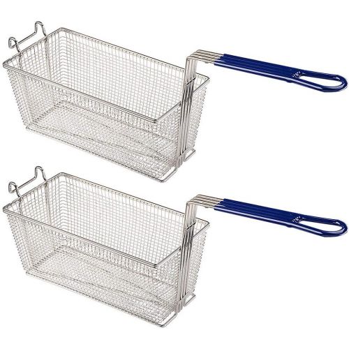  ZeHuoGe 2PCS Deep Fryer Basket With Non-Slip Handle Heavy Duty Nickel Plated Iron Construction 13 x 6 x 6 Commercial Restaurant Kitchen Frying Chips Fish Sausages US Delivery