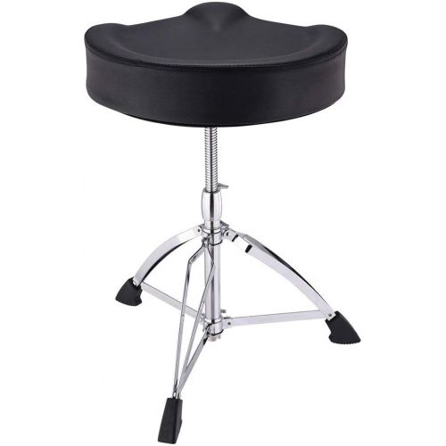  [아마존베스트]ZeHuoGe Adjustable Drum Throne Stool Swivel Seat Foldable Stand & Detachable 17x15 Widened Seat Pad Anti-Slip Rubber Feet Motorcycle Style Drum Chair for Music Show US Delivery