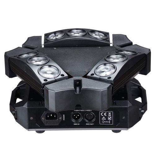  ZeHuoGe RGBW Party 10WX9 LEDs Beam Moving Head Sipder Light DMX511 Infinite Rotation 0-100% Dimming 4 Control Modes 2-20S Strobe US Delivery