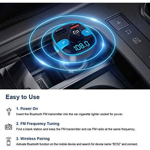  [아마존베스트]-Service-Informationen ZeaLife Bluetooth Car FM Transmitter, MP3 Music Player, FM Transmitters, Wireless Bluetooth Car Radio Transmitter, FM Radio Adapter with Hands-Free Calling, Colourful LED Backlight