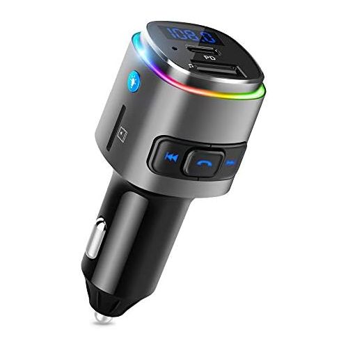  [아마존베스트]-Service-Informationen Bluetooth FM Transmitter Car ZeaLife Radio Bluetooth Adapter Handsfree Car Kit with PD18W, USB Music Car Adapter with Dual USB Charger, Colourful LED Backlit, TF Card & USB Stick