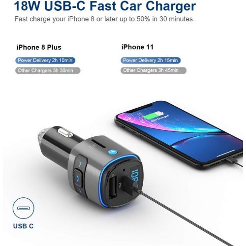  [아마존베스트]-Service-Informationen Bluetooth FM Transmitter Car ZeaLife Radio Bluetooth Adapter Handsfree Car Kit with PD18W, USB Music Car Adapter with Dual USB Charger, Colourful LED Backlit, TF Card & USB Stick