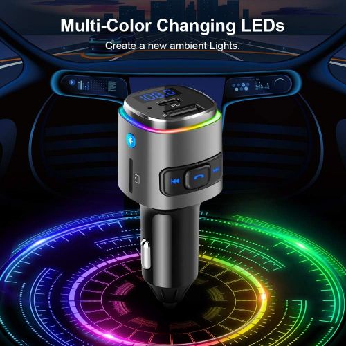  [아마존베스트]-Service-Informationen Bluetooth FM Transmitter Car ZeaLife Radio Bluetooth Adapter Handsfree Car Kit with PD18W, USB Music Car Adapter with Dual USB Charger, Colourful LED Backlit, TF Card & USB Stick