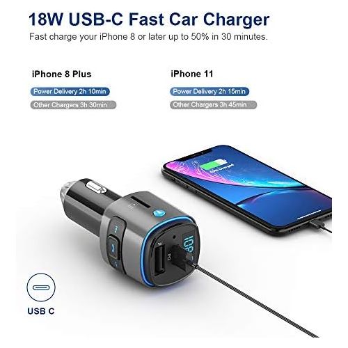  [아마존베스트]-Service-Informationen ZeaLife Bluetooth FM Transmitter, Bluetooth Car Music Adapter with 3 USB Chargers Hands-Free Car Kit, Bluetooth Car Adapter Radio Transmitter with PD 18 W Quick Charge and Bass Boo