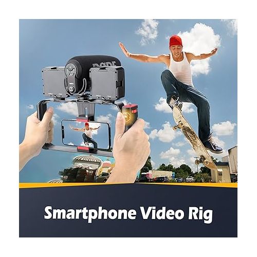  Zeadio Camera Smartphone Stabilizer, Portable Handle Grip Handheld Video Rig with Carrying Case, Fits for All Camera, Camcorder, Action Camera, DSLR and All iPhone and Android Smartphones