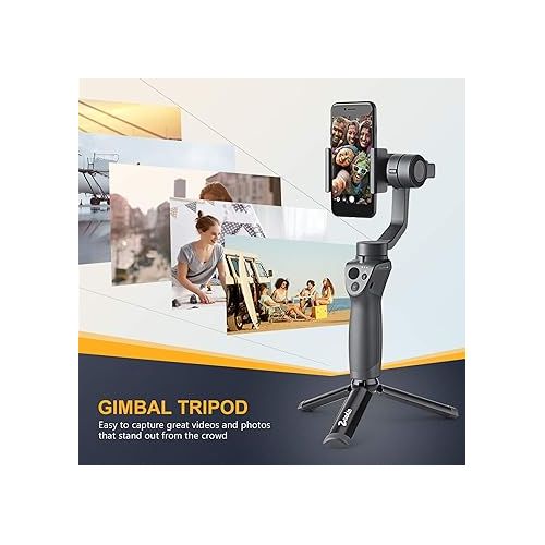  Zeadio Metal Mini Tripod, Desktop Tabletop Stand Compact Tripod for Smooth 4, Osmo Mobile, Vimble 2, Gimbal Handle Grip Stabilizer and All Cameras Black