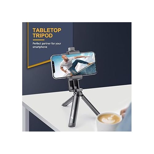  Zeadio Metal Mini Tripod, Desktop Tabletop Stand Compact Tripod for Smooth 4, Osmo Mobile, Vimble 2, Gimbal Handle Grip Stabilizer and All Cameras Black