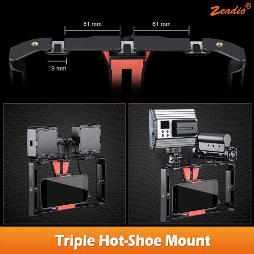  Zeadio Smartphone Video Rig, Phone Movies Mount Handle Grip Stabilizer, Filmmaking Recording Rig Case for Video Maker Filmmaker Videographer - Fits iPhone, Samsung, and All Phones