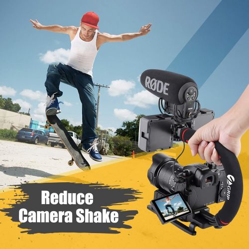  Zeadio Video Action Stabilizing Handle Grip Handheld Stabilizer with Hot-Shoe Mount for Canon Nikon Sony Panasonic Pentax Olympus DSLR Camera Camcorder