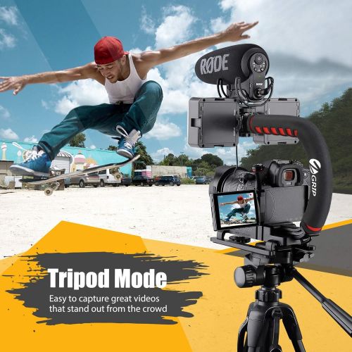  Zeadio Video Action Stabilizing Handle Grip Handheld Stabilizer with Hot-Shoe Mount for Canon Nikon Sony Panasonic Pentax Olympus DSLR Camera Camcorder