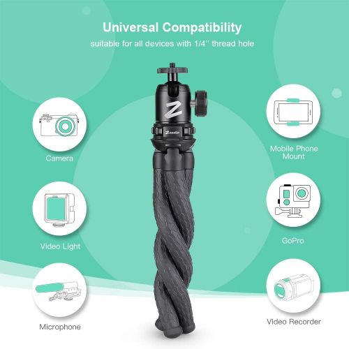  Zeadio Flexible Camera Tripod Kits, with Metal Ball Head Mount and Adapter for Camera,Camcorder, DSLR, Action Cameras etc