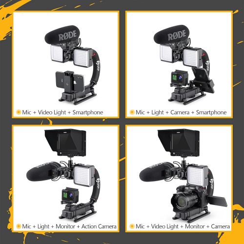 [아마존베스트]Zeadio Triple Hot-Shoe Mounts Handheld Stabilizer, Video Stabilizing Handle Grip for Canon Nikon Sony Panasonic Pentax Olympus DSLR Camera Camcorder