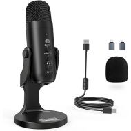 ZealSound USB Microphone,Condenser Computer PC Mic,Plug&Play Gaming Microphones for PS 4&5.Headphone Output&Volume Control,Mic Gain Control,Mute Button Vocal,YouTube Podcast on Mac&Windows(Black)