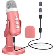 ZealSound USB Microphone,Quick Mute Noise Cancel for Phone Computer PC PS5,Gaming Microphone with Gain Control,Echo Monitor Volume Adjust for Streaming Vocal Recording ASMR (Pearlescent Pink)